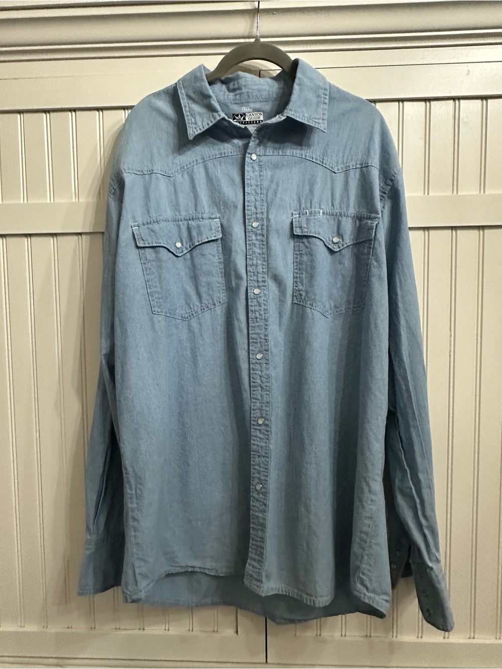 Canyon Guide Outfitters Light Blue Denim Western Snap Button-Down Shirt Size XL